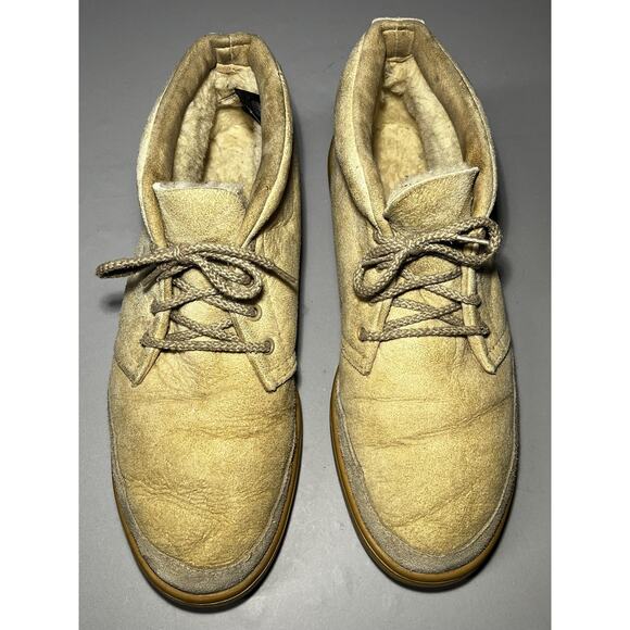 UGG Australia Boots Mens Size 12 Tan Suede Sheepskin Chukka Lace Up Wool Lined - Picture 5 of 10